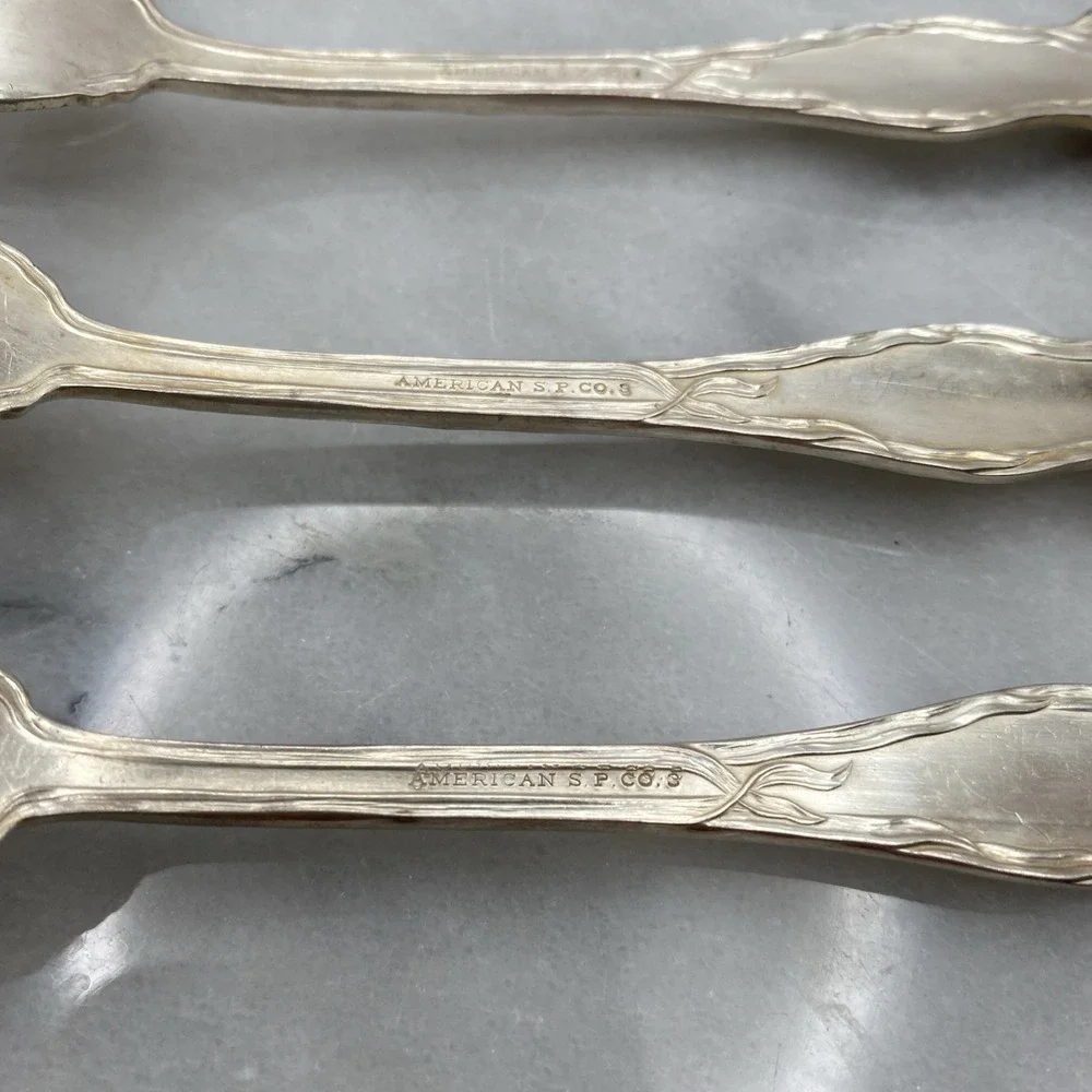 American Silver Plate Co Vintage 40+ Pc Flatware Set Floral Art Nouveau Wood Box